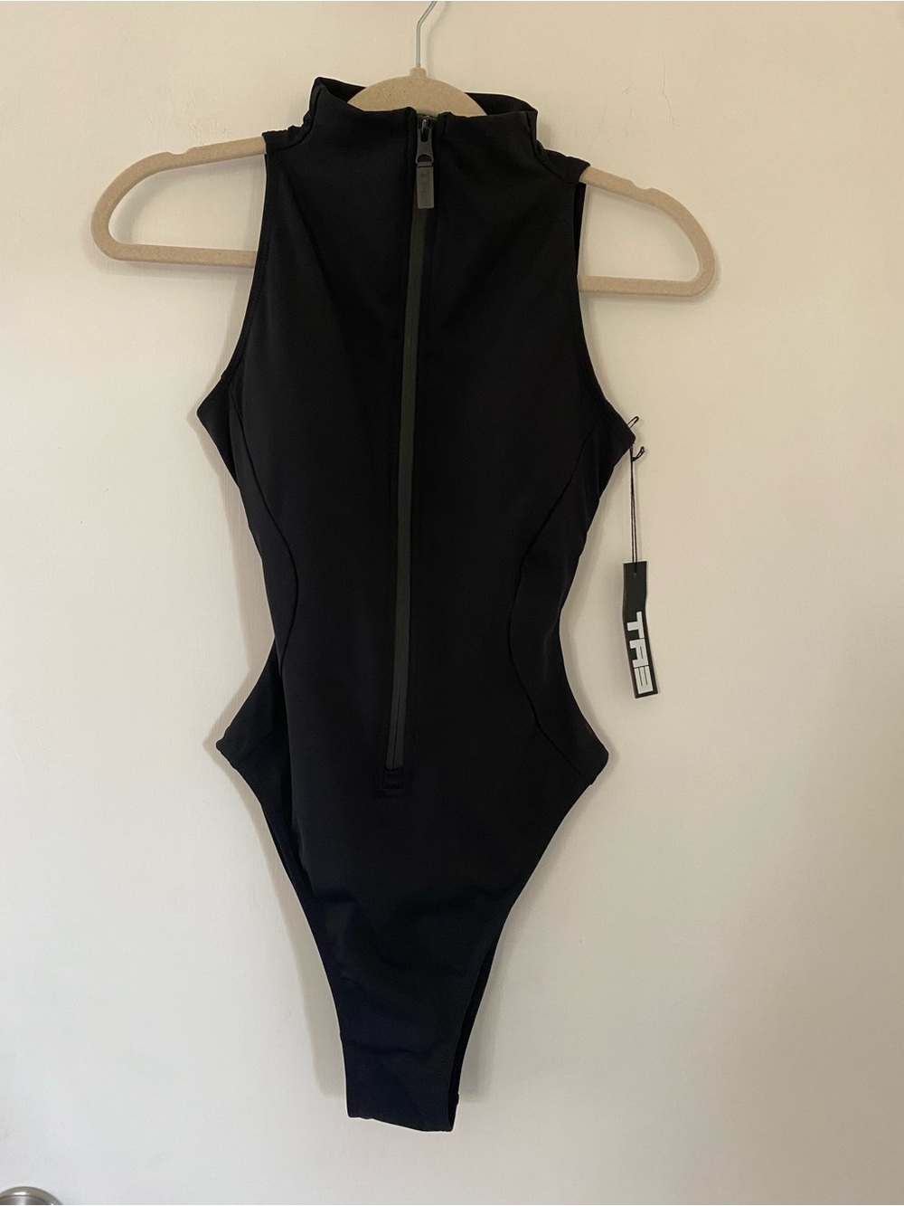 TA3 Hi Cut Sleeveless Surfy Snatched Waist Corset Swimsuit Black Small Reg/Long